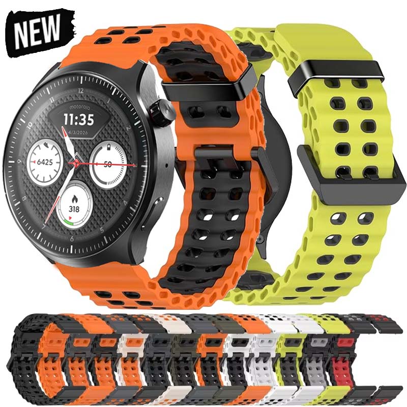 Motorola Smartwatch Accessories - Breathable Two-Tone Silicone Strap For Moto